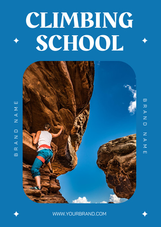 Ontwerpsjabloon van Postcard A6 Vertical van Experienced Climbing Courses Offer At School In Blue