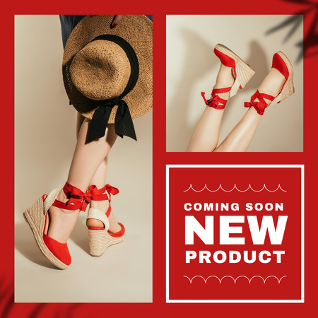 Shoes Store Ad with Stylish Red Sandals Instagram Design Template