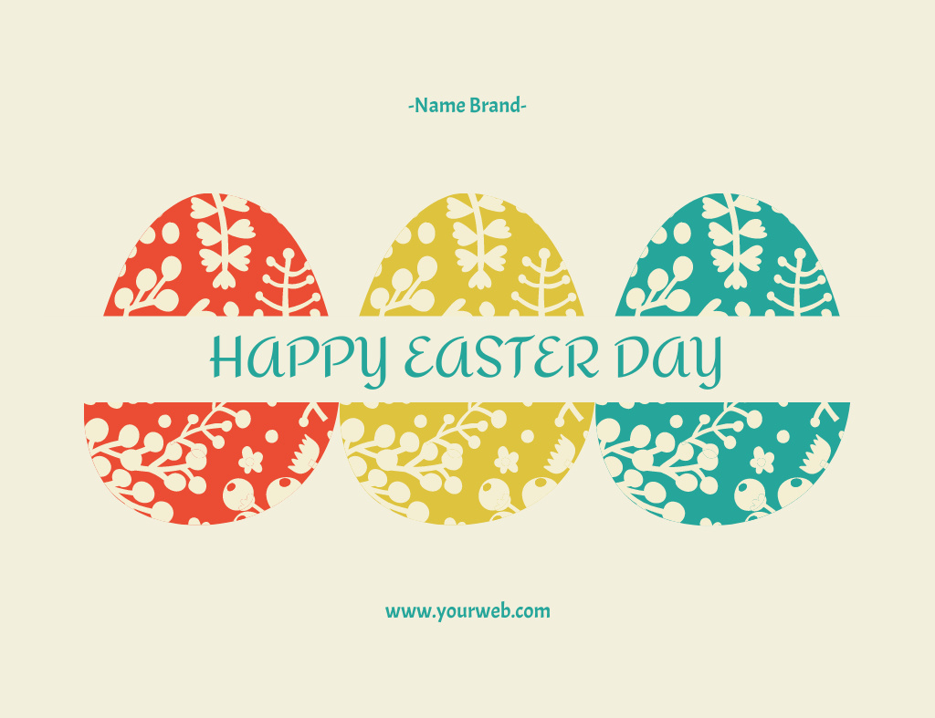 Happy Easter Greeting Text Thank You Card 5.5x4in Horizontal Design Template