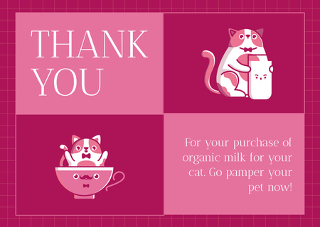 Kedi İçin Organik Süt Satın Aldığınız İçin Teşekkürler Card Tasarım Şablonu