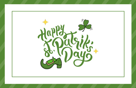 Holiday Wishes on St. Patrick's Day on Green and White Thank You Card 5.5x8.5in Design Template
