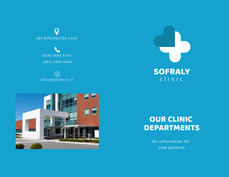 Reputable Clinic Services Ad In Blue Brochure 8.5x11in Bi-fold Šablona návrhu