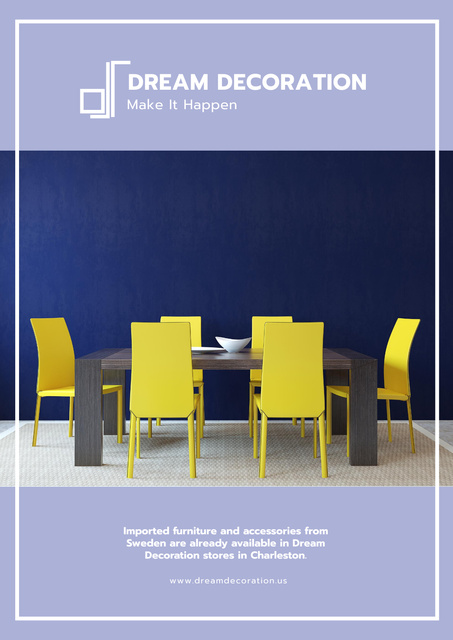 Designvorlage Design Studio Ad with Kitchen in Yellow and Blue für Poster