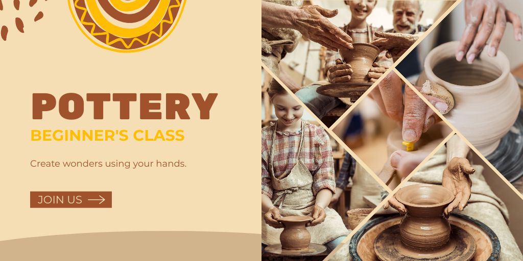 Designvorlage Pottery Classes for Beginners für Twitter