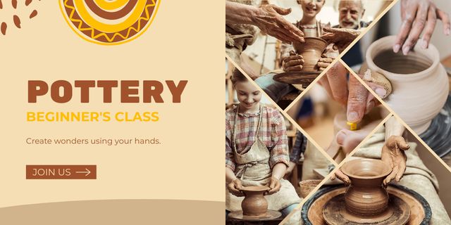 Pottery Classes for Beginners Twitter Design Template