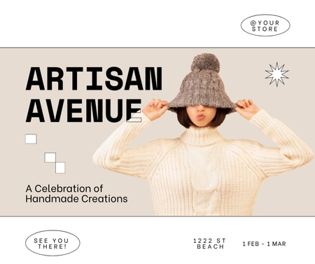 Handmade Creations Offer With Knitted Wear Facebookデザインテンプレート
