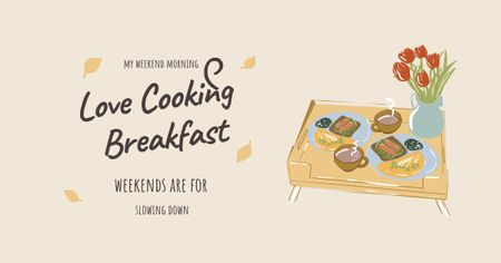 Designvorlage kochen inspiration mit leckerem frühstück und blumen für Facebook AD