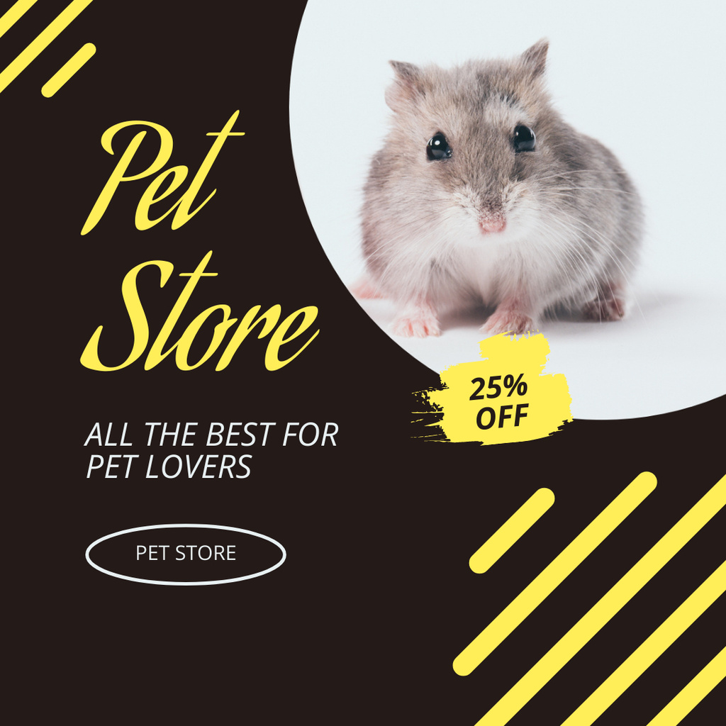 Designvorlage Pet Store Promotion With Discounts and Hamster für Instagram