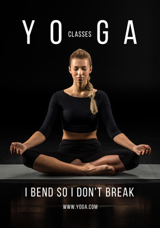 Plantilla de diseño de inspiración de yoga con la mujer en la posa de loto Poster 28x40in 
