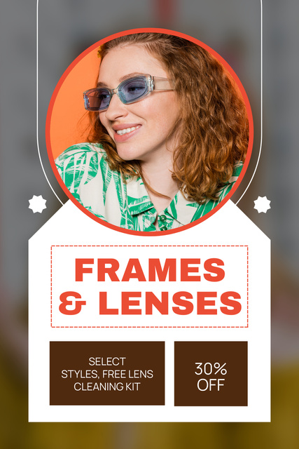 Lenses and Frames at Discount in Optical Store Pinterest Design Template