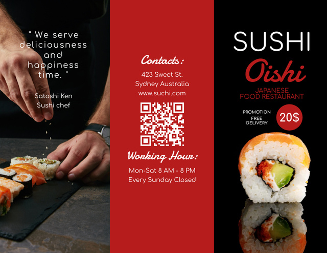 Varied Sushi Menu Offer Brochure 8.5x11in Tasarım Şablonu
