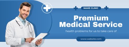 Prémium egészségügyi szolgáltatások ajánlata Facebook cover tervezősablon