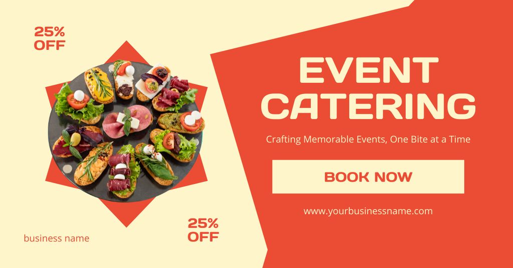 Ontwerpsjabloon van Facebook AD van Event Catering Ad with Delicious Food