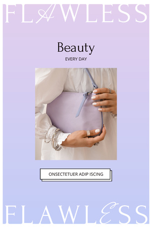 nő kezében divatos lila táska Pinterest tervezősablon