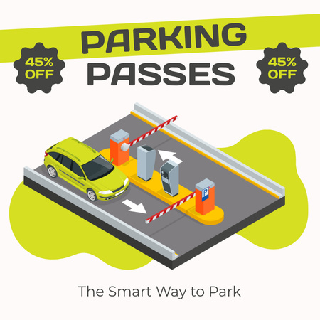 Discount on Parking Pass for Cars Instagram AD Design Template