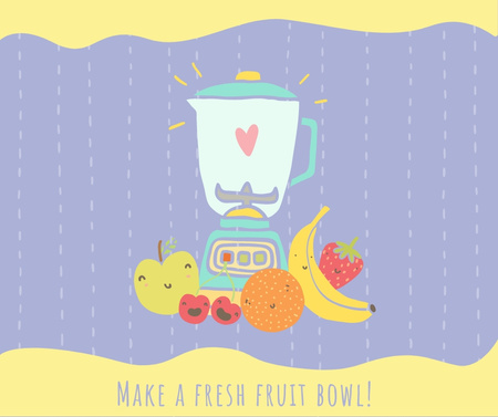 Raw Fruits with Kitchen Blender Facebook Modelo de Design