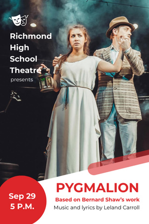 Designvorlage Theater Event Actors In Pygmalion Performance für Postcard 4x6in Vertical