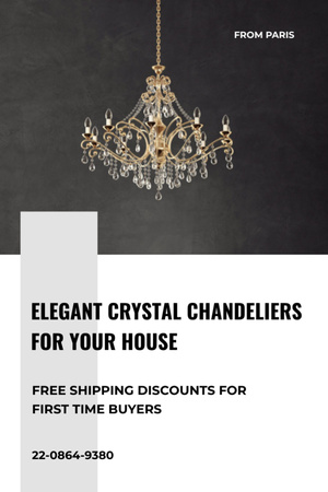 Offer of Elegant Crystal Chandeliers Flyer 4x6in Tasarım Şablonu