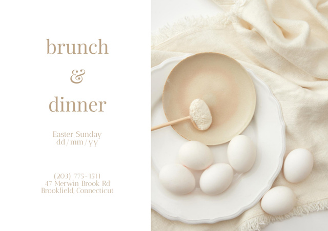 Easter Brunch and Dinner Announcement with Eggs on Plate Flyer A5 Horizontal tervezősablon