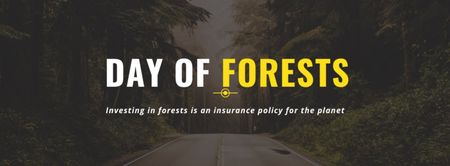 Forest Day Announcement with Road in Trees Facebook cover Design Template