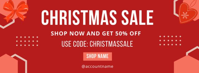 Christmas Promo Code and Discount Facebook cover Design Template