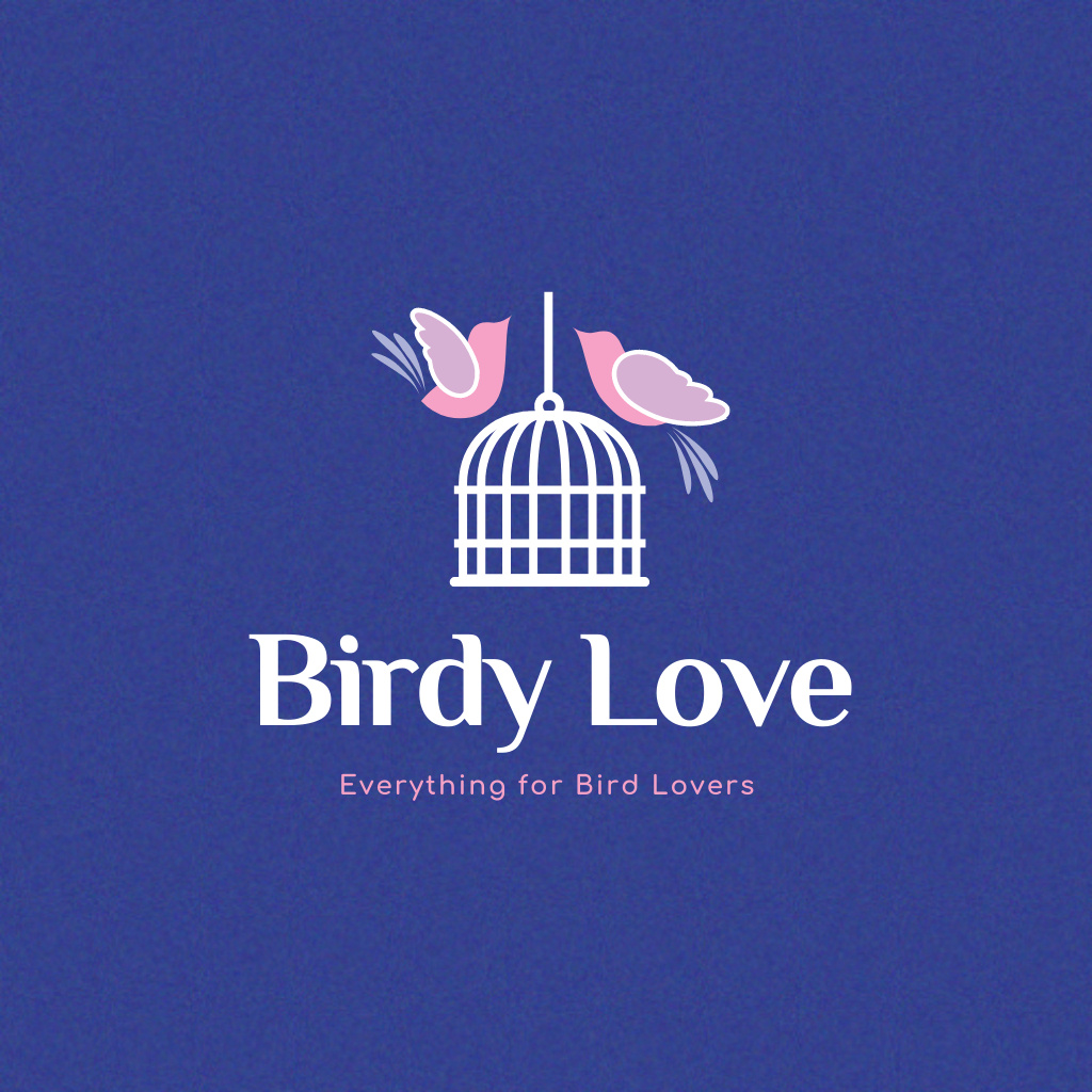 Template di design Birds Store Ad with Cage Logo