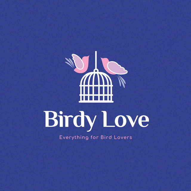 Birds Store Ad with Cage Logo Design Template