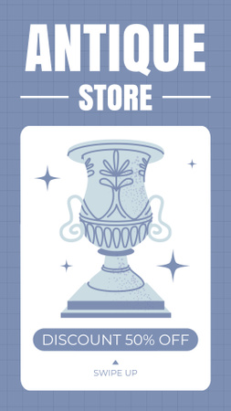 Aged Vase With Discounts Offer In Antique Shop Instagram Story Design Template