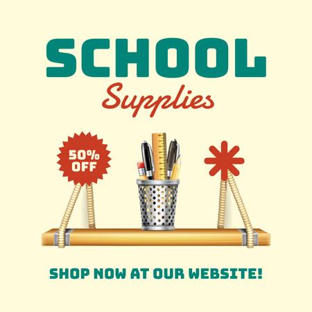 Online School Supplies Sale Announcement Instagram Šablona návrhu