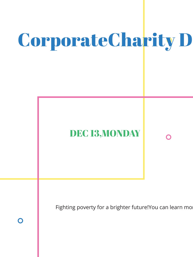 Corporate Charity Day on simple lines Poster US Šablona návrhu
