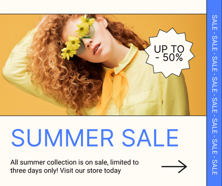 Szablon projektu Summer Sale of Clothes and Accessories on Yellow Facebook