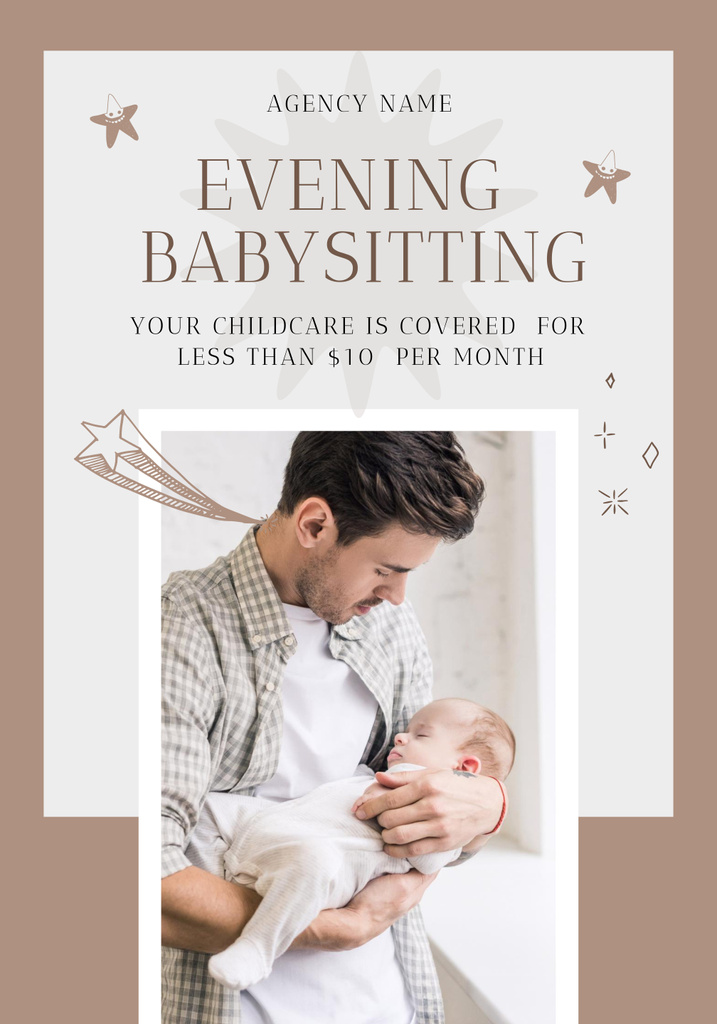Ontwerpsjabloon van Poster 28x40in van Happy Father is holding Newborn Baby