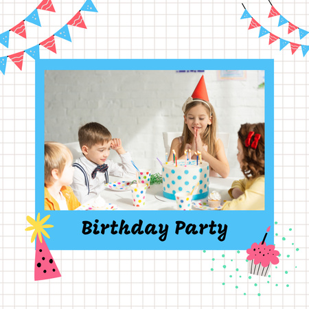 Ontwerpsjabloon van Photo Book van Schattig klein meisje op de viering van de verjaardagspartij