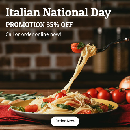 Platilla de diseño Discount on Pasta in Honor of National Day of Italy Instagram