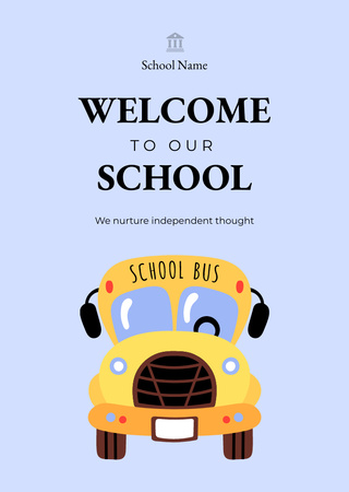 Welcome to Our School Illustrated Postcard A6 Vertical Design Template