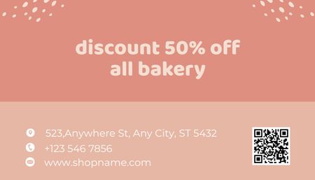 Modèle de visuel Bakery Discount Program on Pastel Pink - Business Card US