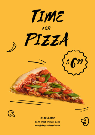 Slice of Pizza for restaurant offer Poster Tasarım Şablonu