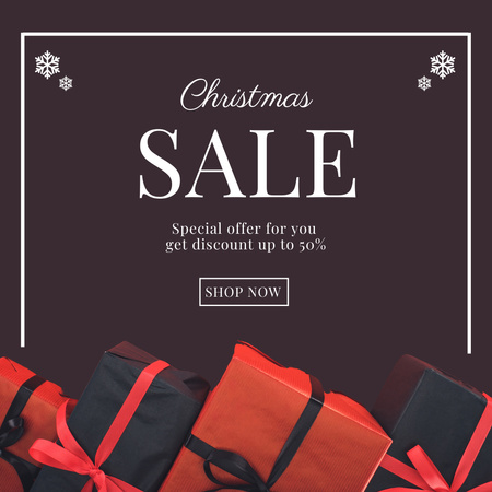 Christmas discount Holiday Presents and Ribbons Instagram AD – шаблон для дизайну