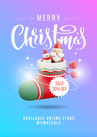 Szablon projektu Christmas Promotion with Santa and snowman Poster