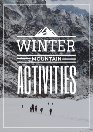 Winter Activities Inspiration with People in Snowy Mountains Poster Tasarım Şablonu