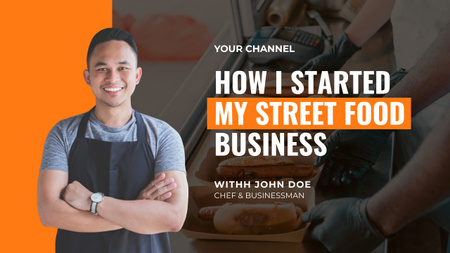 Platilla de diseño Street Food Business Startup with Smiling Man Youtube Thumbnail