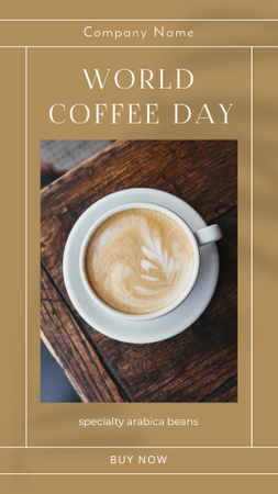 Cup of Aromatic Drink for Coffee Day Instagram Story Design Template