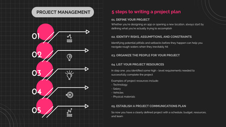 Project Management Black and Purple Scheme Timeline Design Template