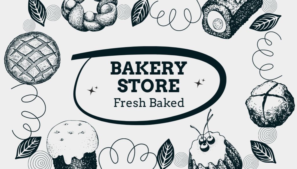 Discount in Bakery Store on Sketch Illustrated Layout Business Card US Modelo de Design