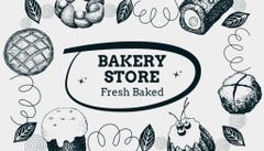 Discount in Bakery Store on Sketch Illustrated Layout