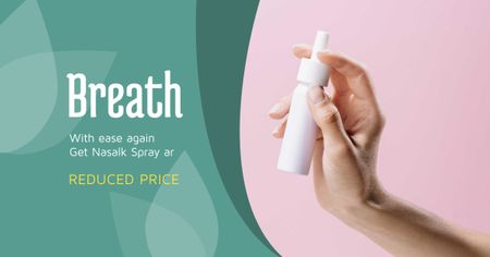 Pharmacy offer with Woman Holding Spray Bottle Facebook AD Design Template