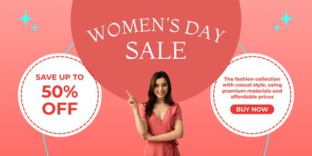 Sale on International Women's Day with Discount Twitter Design Template