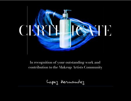 Beauty Course Completion Award with Cosmetic Jar Certificate Design Template