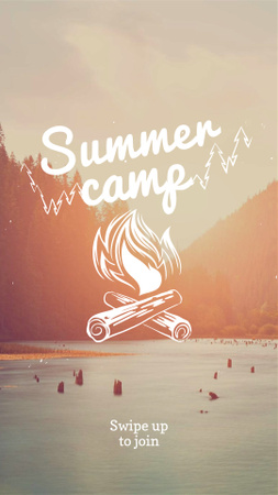 Designvorlage Einladung zum Sommercamp mit Waldblick für Instagram Story