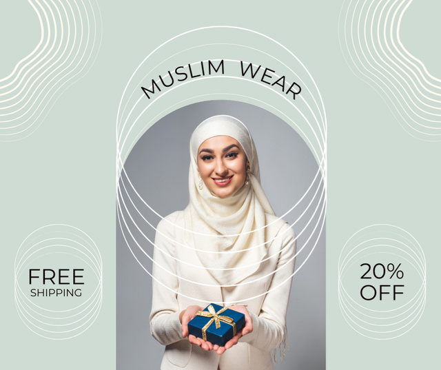 Muslim Wear Offer on Light Blue Facebook Modelo de Design